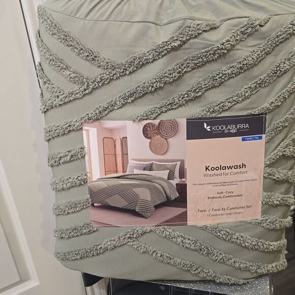 Koolaburra By Ugg Koolawash Campbell Twin/XL Comforter Set w/Shams- Desert Sage - Picture 8 of 11